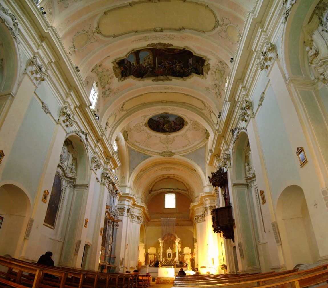 Baroque interior of the Santuario del Miracolo Eucaristico in Lanciano, looking towards the high altar
